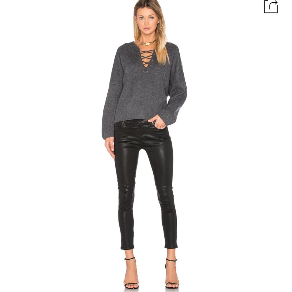 AGOLDE | Women’s Sophie  High Waist Crop Skinny Jeans In Black Leatherette | 27